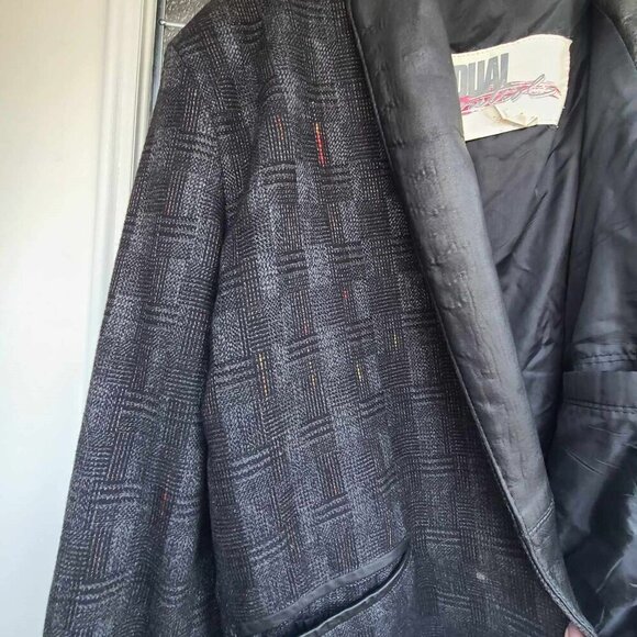 Vintage Dual Control Wool Blend & Leather Mens Jacket Grandpa Downtown Coat MED - Picture 7 of 9